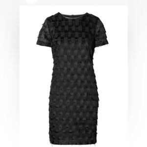 So Flattering!NWOT BANANA REPUBLIC EYELASH DOT SHORT SLEEVE SHIFT DRESS BLACK
